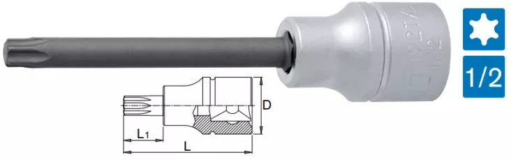 1/2=E2=80=9D TORX-HYLSY 192/2TXL, PITK=C3=84 - 1/2" hylsysarjat- ja osat - 612422 - 1