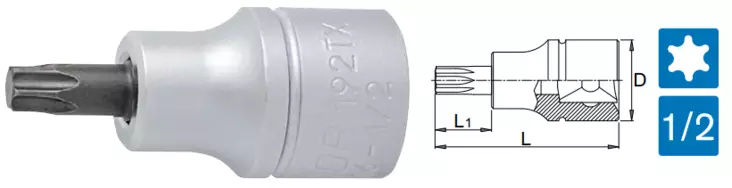 1/2=E2=80=9D TORX-HYLSY 192/2TX - 1/2" hylsysarjat- ja osat - 605562 - 1
