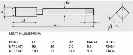 Völkel kierretappi NPT-kierre - Kierretapit - 73434 - 2