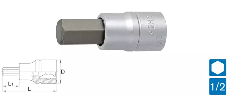 1/2=E2=80=9D KUUSIOKOLOHYLSY 192/2HX - 1/2" hylsysarjat- ja osat - 619894 - 1