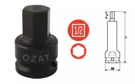 KUUSIOKOLOVOIMAHYLSYT, 1/2" VÄÄNTIÖ - 1/2" voimahylsysarjat- ja osat - 08106 - 1