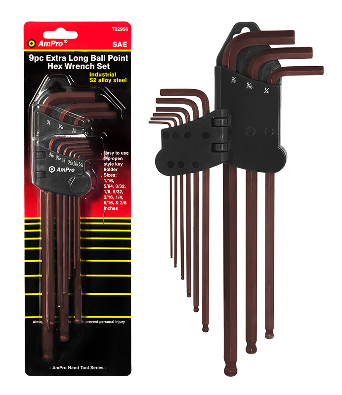 Ampro kuusiokoloavainsarja T22956 - Tuumaiset kiintolenkit -ja sarjat - T22956 - 1
