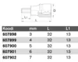 1/4" KUUSIOKOLOHYLSY MITAT - 1/4" hylsysarjat- ja osat - 607898 - 2