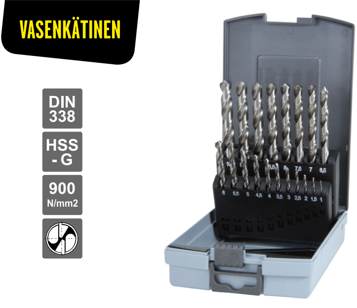 KIERUKKAPORASARJA DIN 338 HSS HIOTTU, VASENK=C3=84TINEN - Metalliporanterät - 214214LIRO - 1