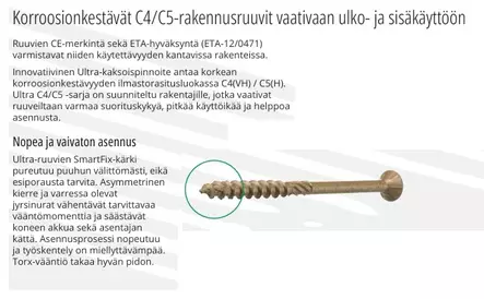 Terassiruuvi ruskea Ultra C4 pinnoitteella - Terassiruuvit - YUU4545T - 2